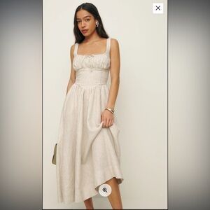 Reformation Balia Linen Dress in Sandy Stripe